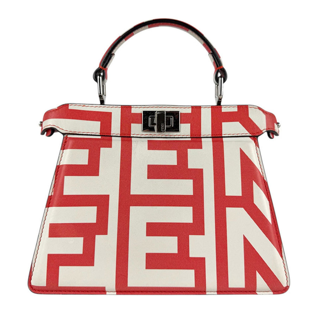 FDI x MARC JACOBS Peekaboo I See U Petite Leather Handbag/Shoulder Bag, Red and White, Women's, 8BN335-ANWR z7748