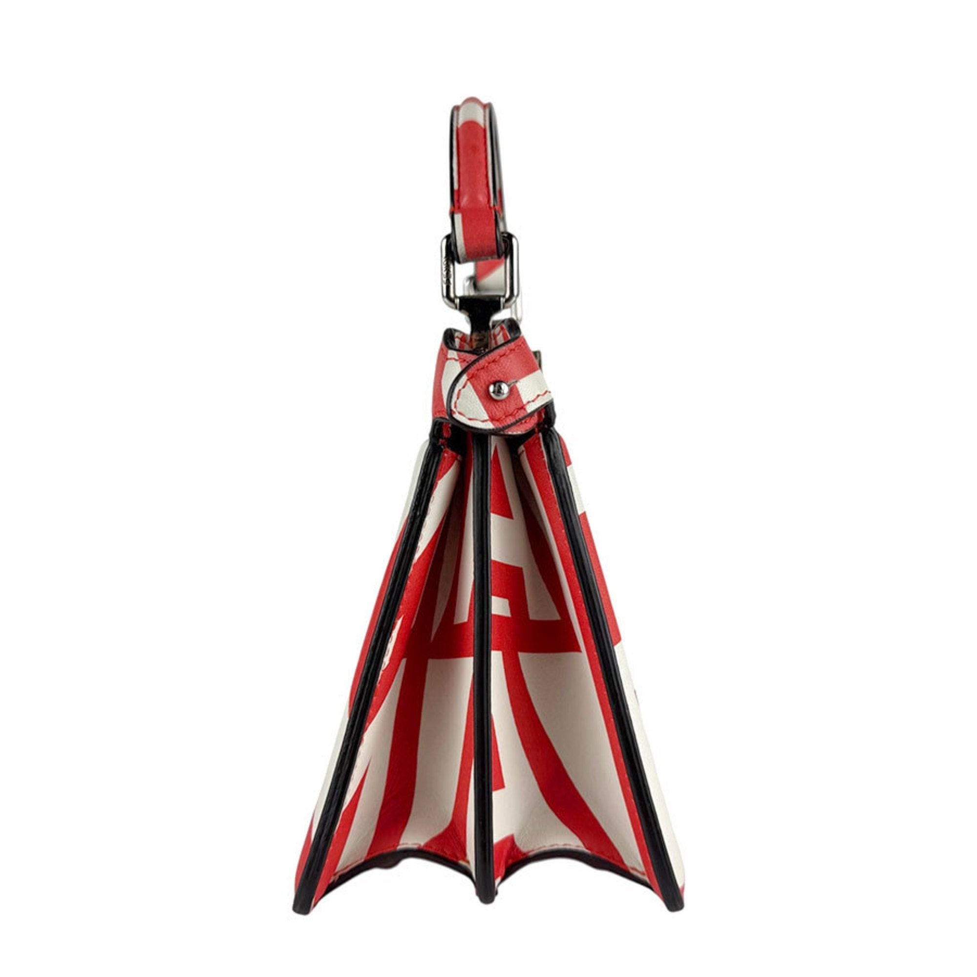 FDI x MARC JACOBS Peekaboo I See U Petite Leather Handbag/Shoulder Bag, Red and White, Women's, 8BN335-ANWR z7748