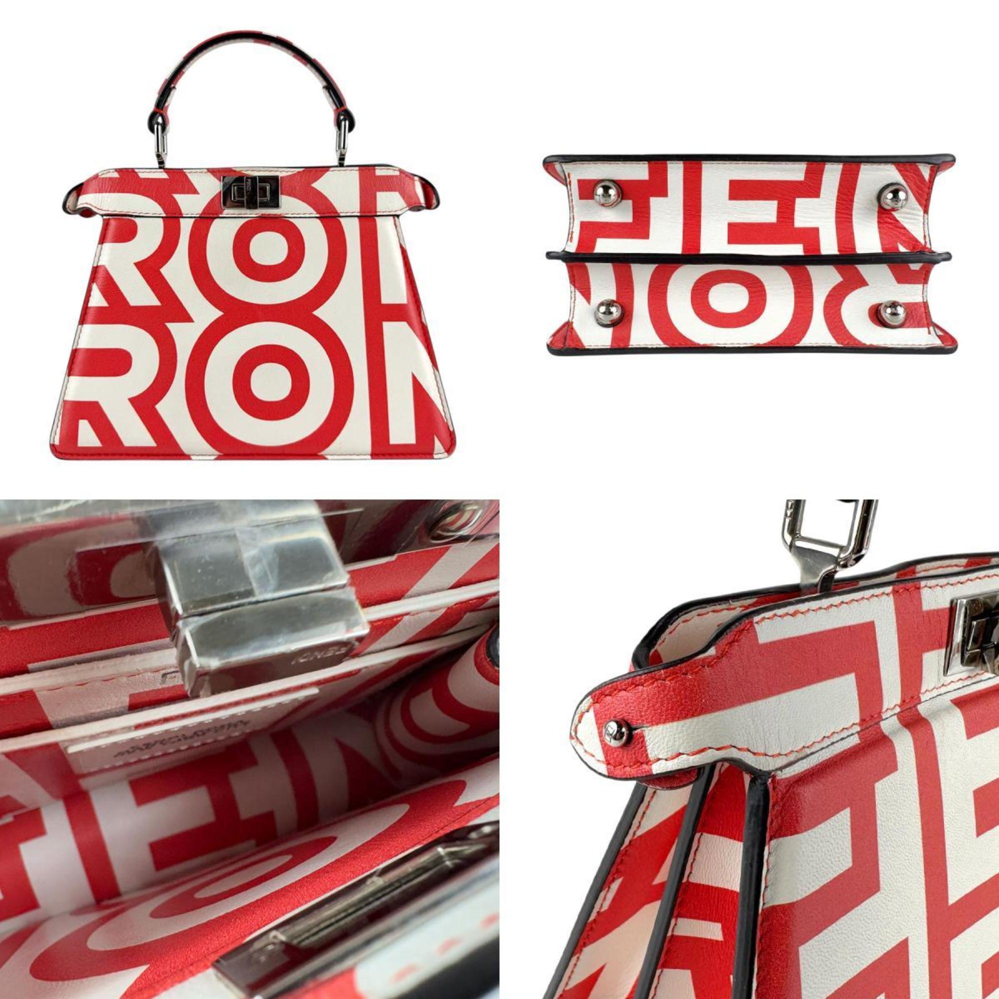 FDI x MARC JACOBS Peekaboo I See U Petite Leather Handbag/Shoulder Bag, Red and White, Women's, 8BN335-ANWR z7748