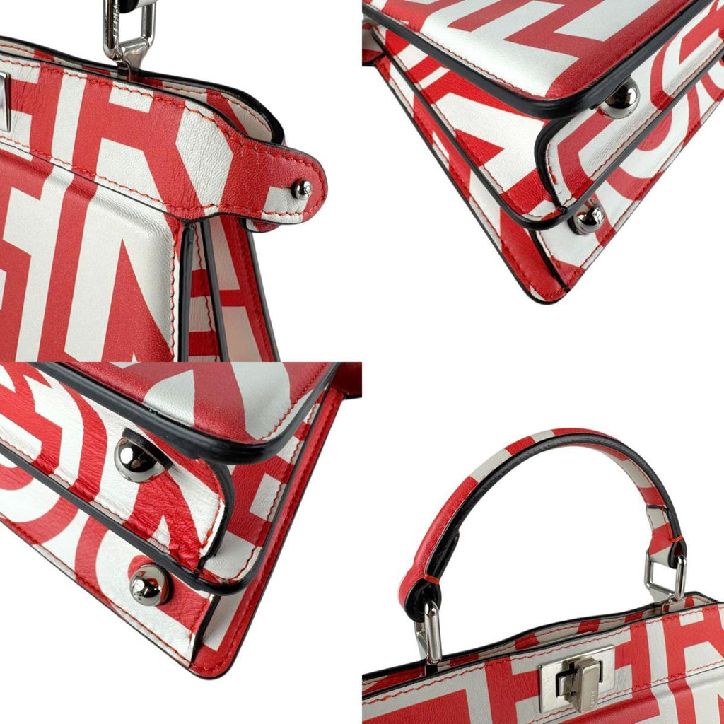 FDI x MARC JACOBS Peekaboo I See U Petite Leather Handbag/Shoulder Bag, Red and White, Women's, 8BN335-ANWR z7748