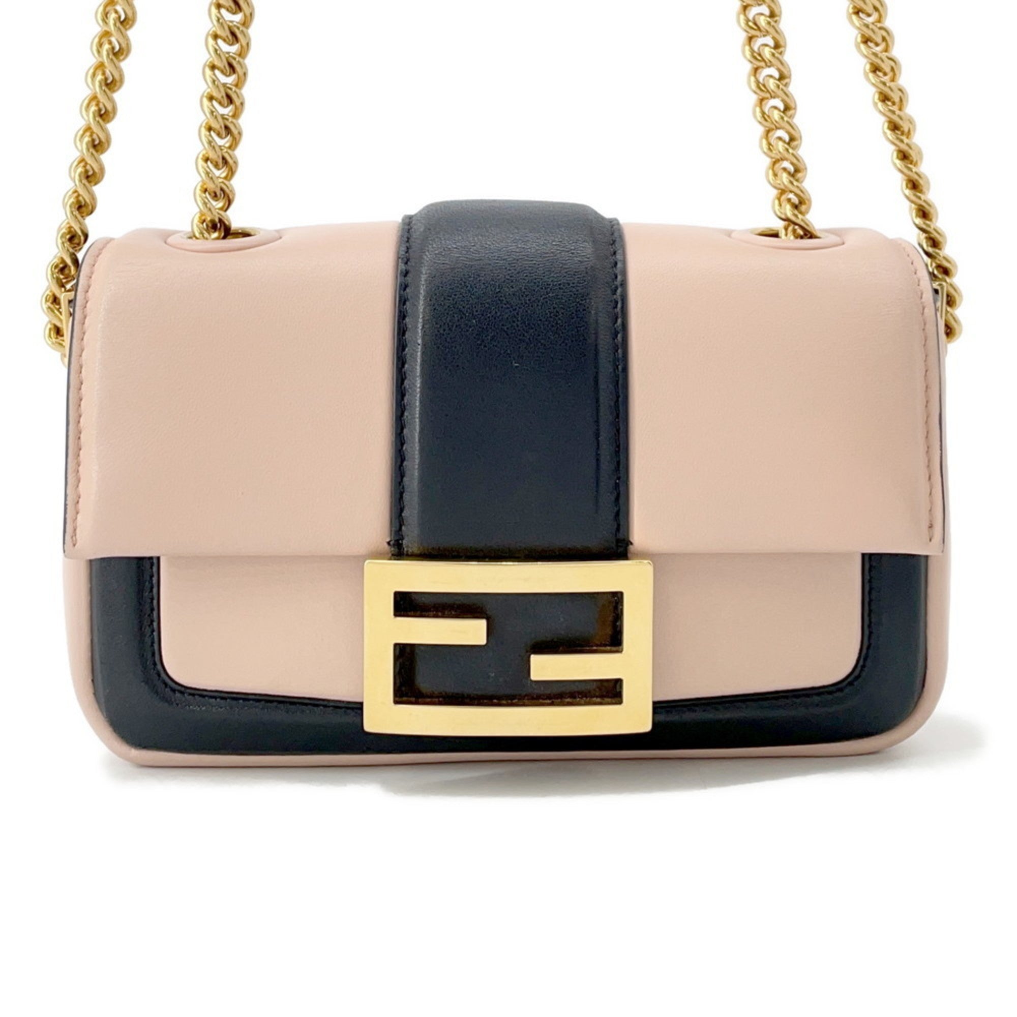 FDI Mini Baguette Leather Chain Shoulder Bag 8BR793 FENDI Two-Tone 2-Way