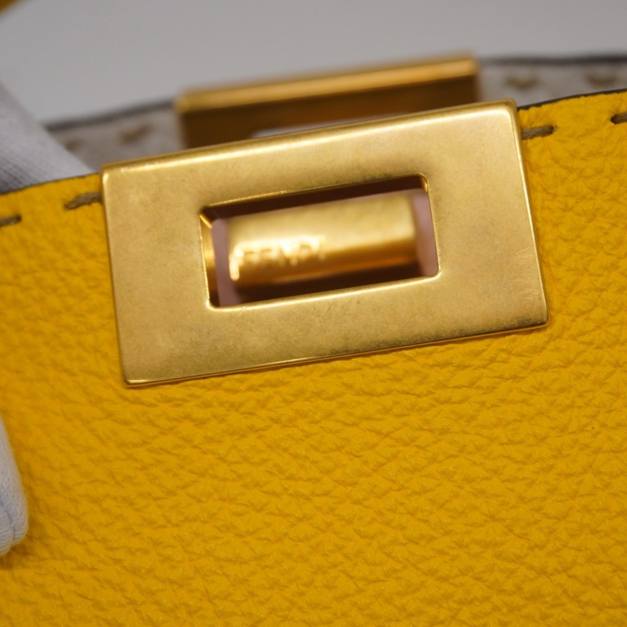 FDI Selleria Peekaboo Essential Leather Handbag in Yellow, 2-Way Bag for Women