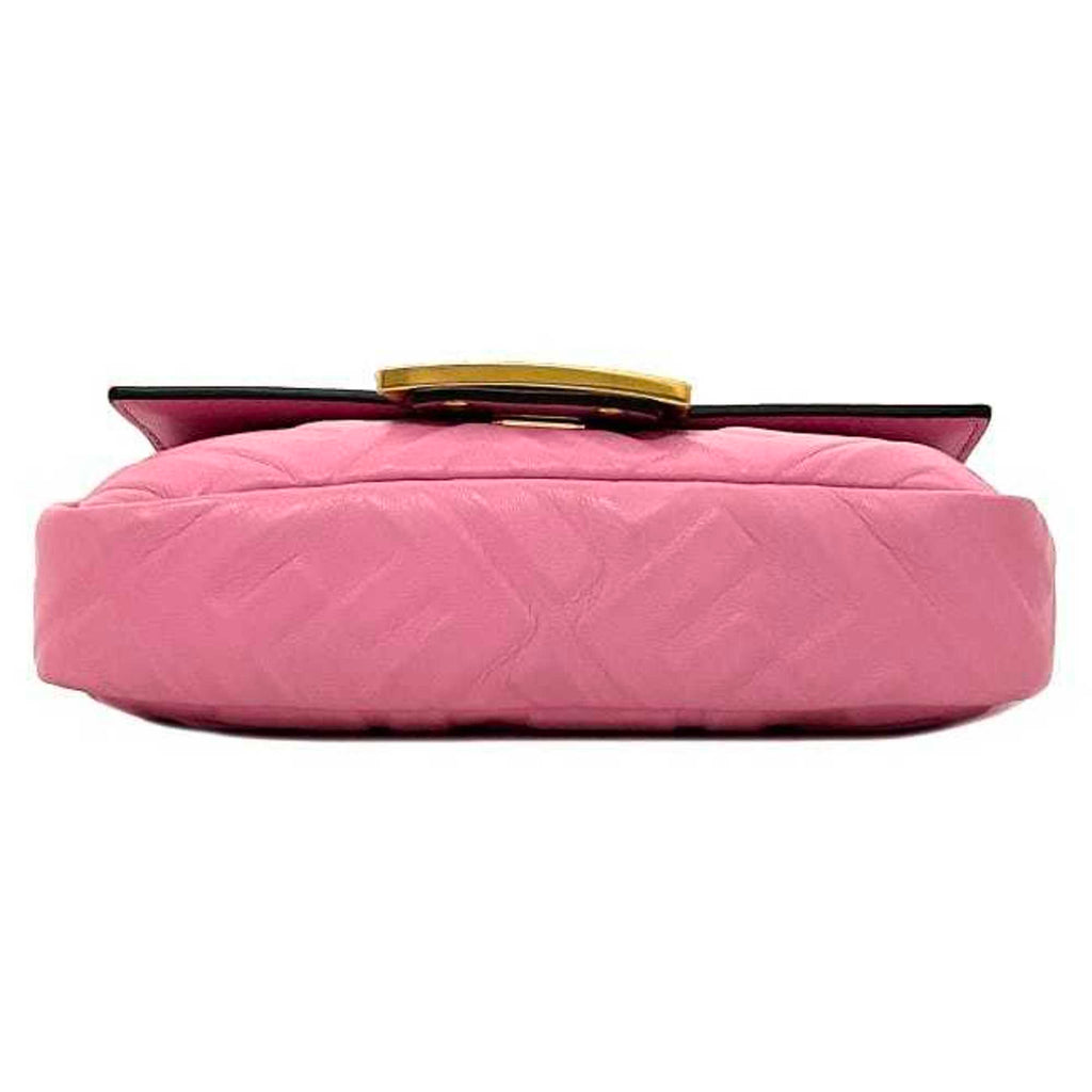 FDI Baguette Small Pink Gold 8BS017 Leather GP FENDI Shoulder Bag FF Embossed Ladies Chain