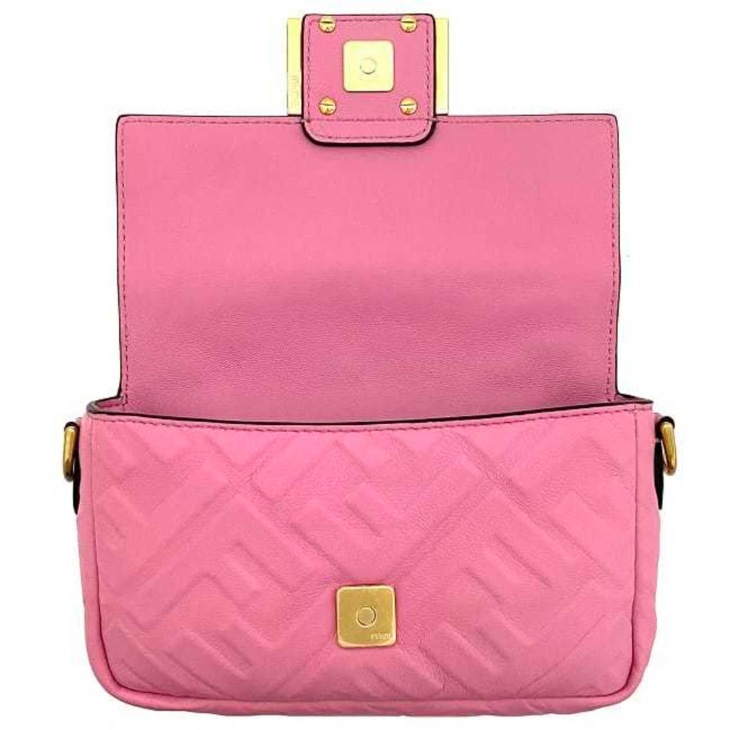 FDI Baguette Small Pink Gold 8BS017 Leather GP FENDI Shoulder Bag FF Embossed Ladies Chain
