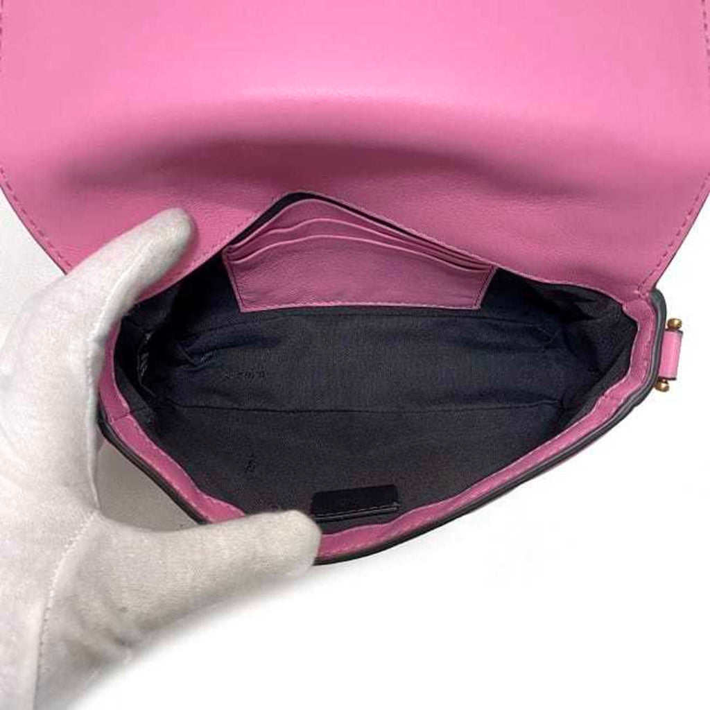 FDI Baguette Small Pink Gold 8BS017 Leather GP FENDI Shoulder Bag FF Embossed Ladies Chain