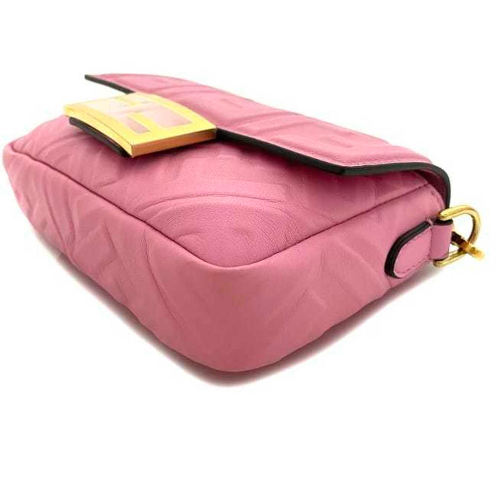 FDI Baguette Small Pink Gold 8BS017 Leather GP FENDI Shoulder Bag FF Embossed Ladies Chain