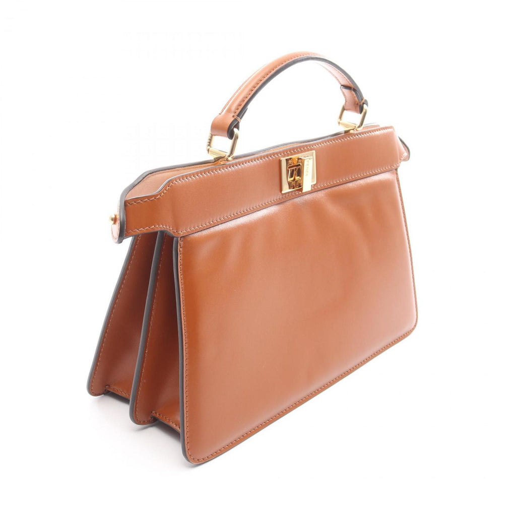 FDI Peekaboo Isee East West Handbag, Leather, Women's, Brown, 8BN323