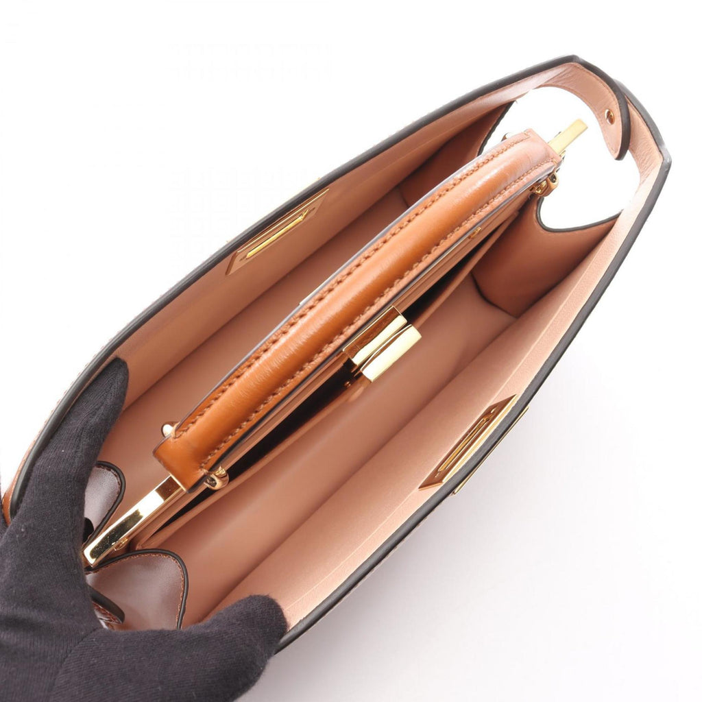 FDI Peekaboo Isee East West Handbag, Leather, Women's, Brown, 8BN323