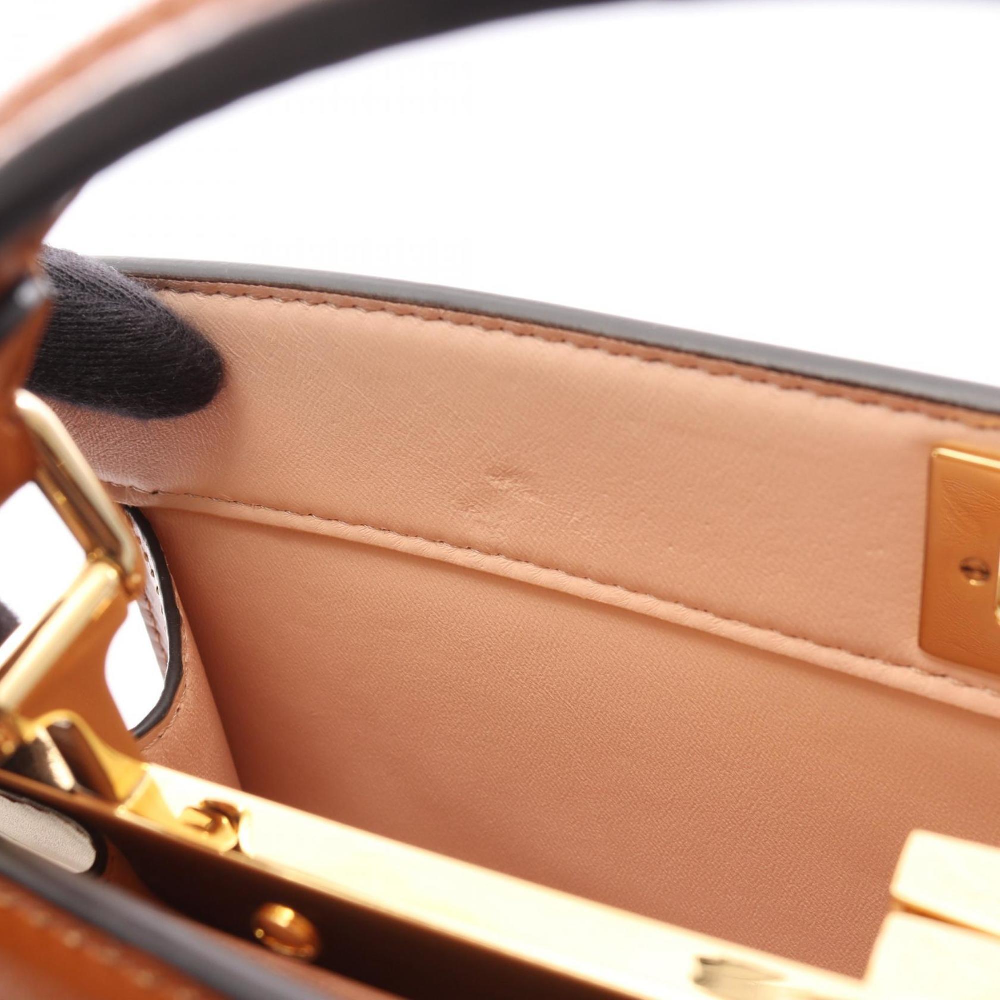 FDI Peekaboo Isee East West Handbag, Leather, Women's, Brown, 8BN323