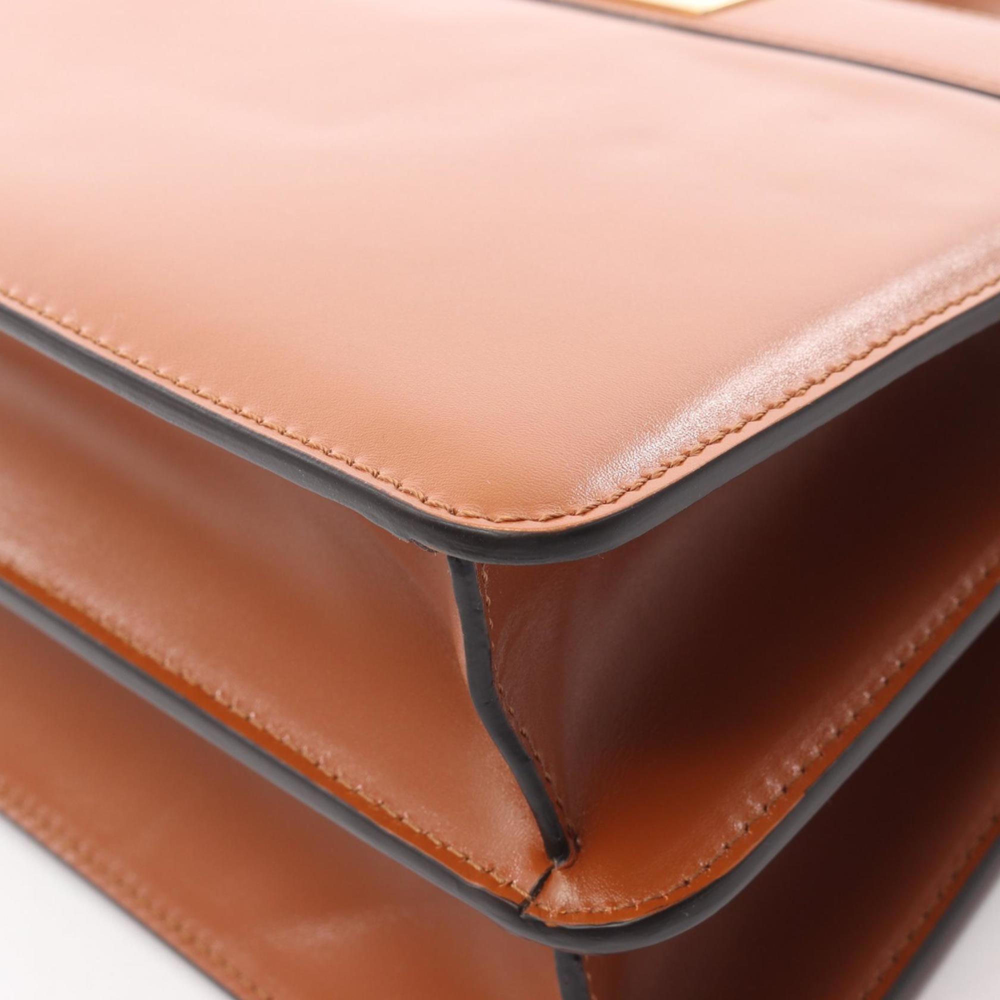 FDI Peekaboo Isee East West Handbag, Leather, Women's, Brown, 8BN323