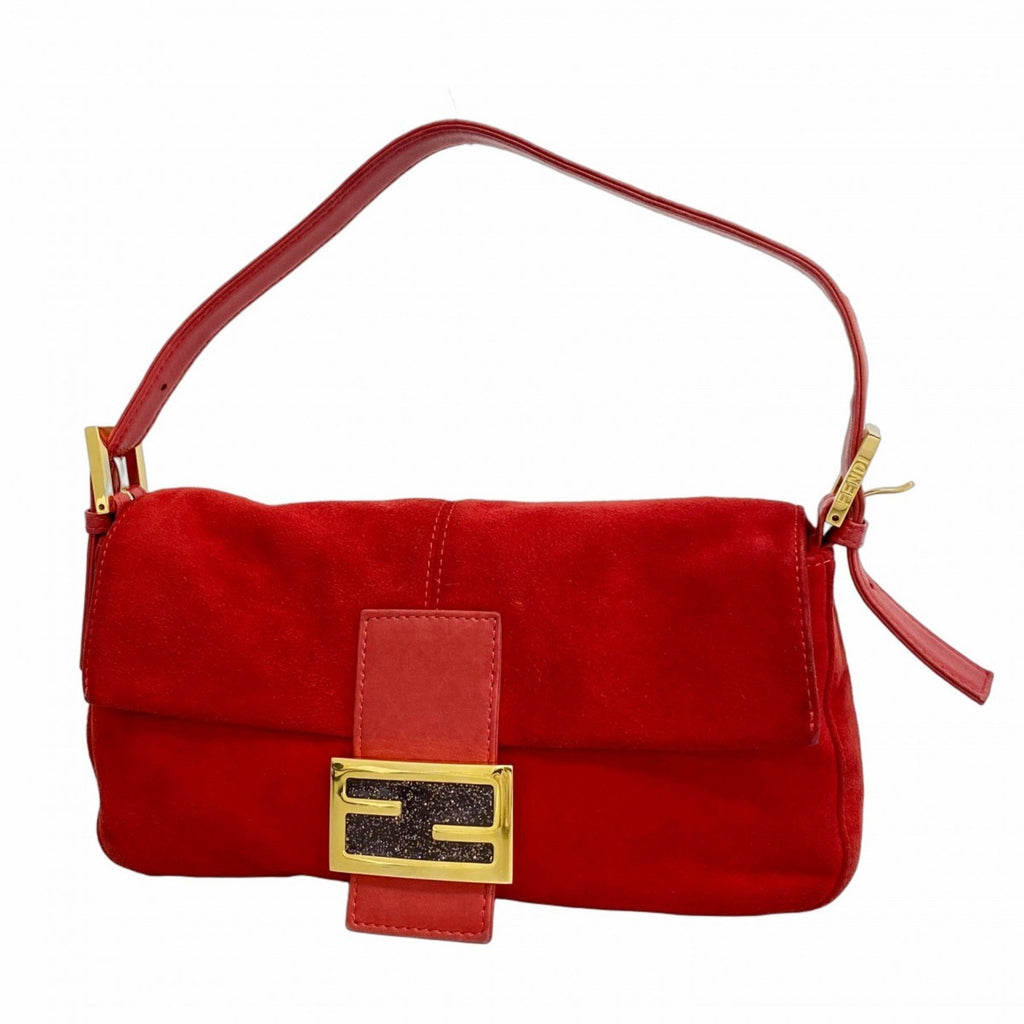 FDI Mamma Bucket Handbag in Red Suede for Women, P1731575