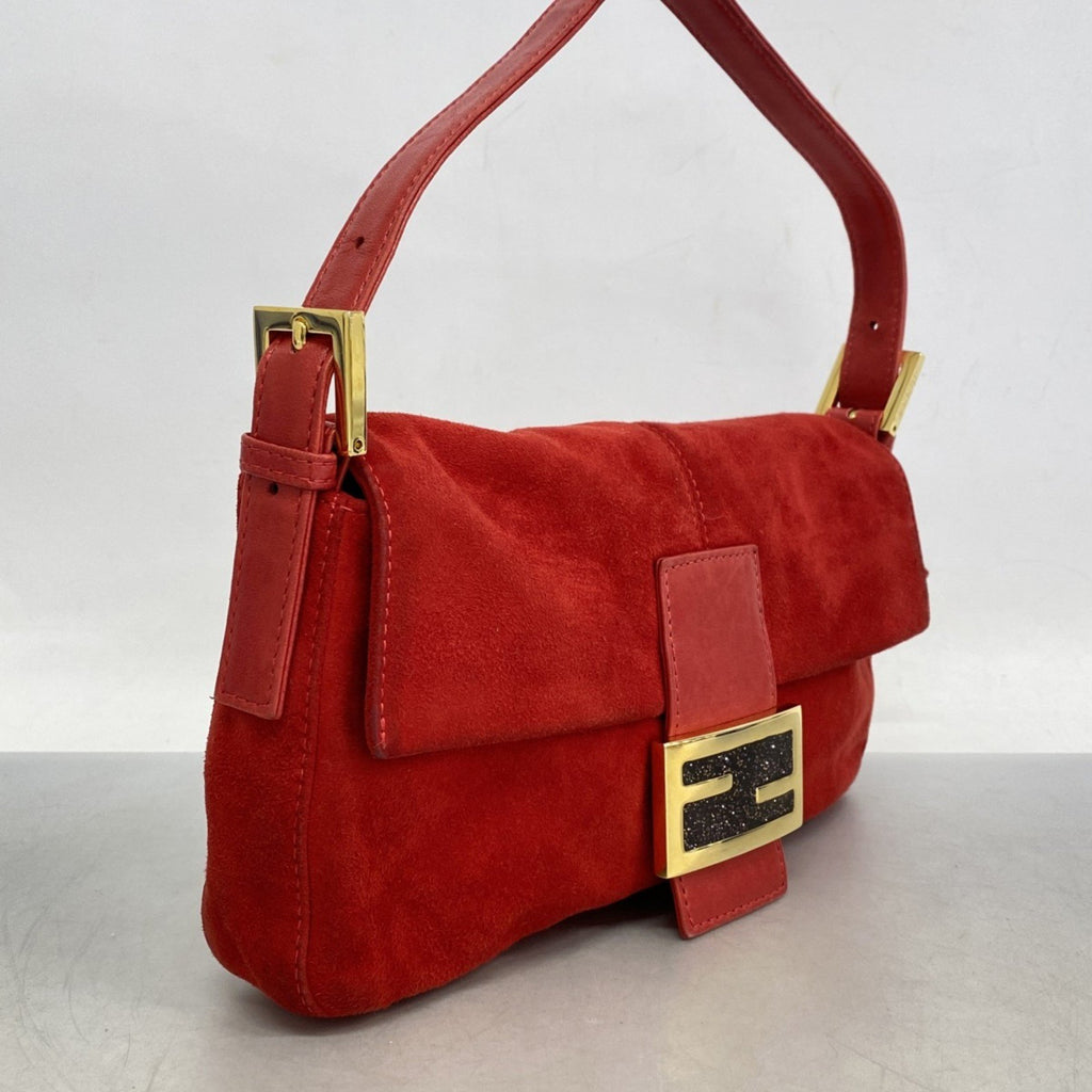 FDI Mamma Bucket Handbag in Red Suede for Women, P1731575
