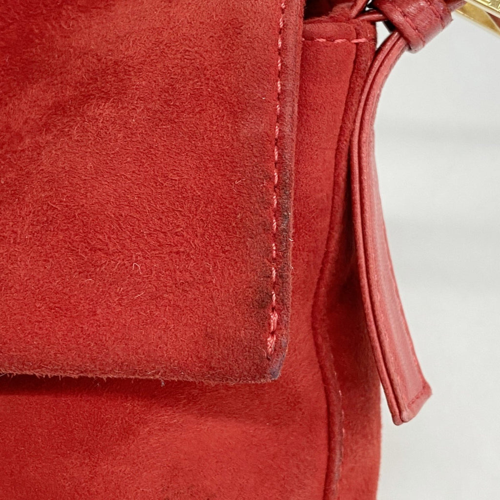 FDI Mamma Bucket Handbag in Red Suede for Women, P1731575