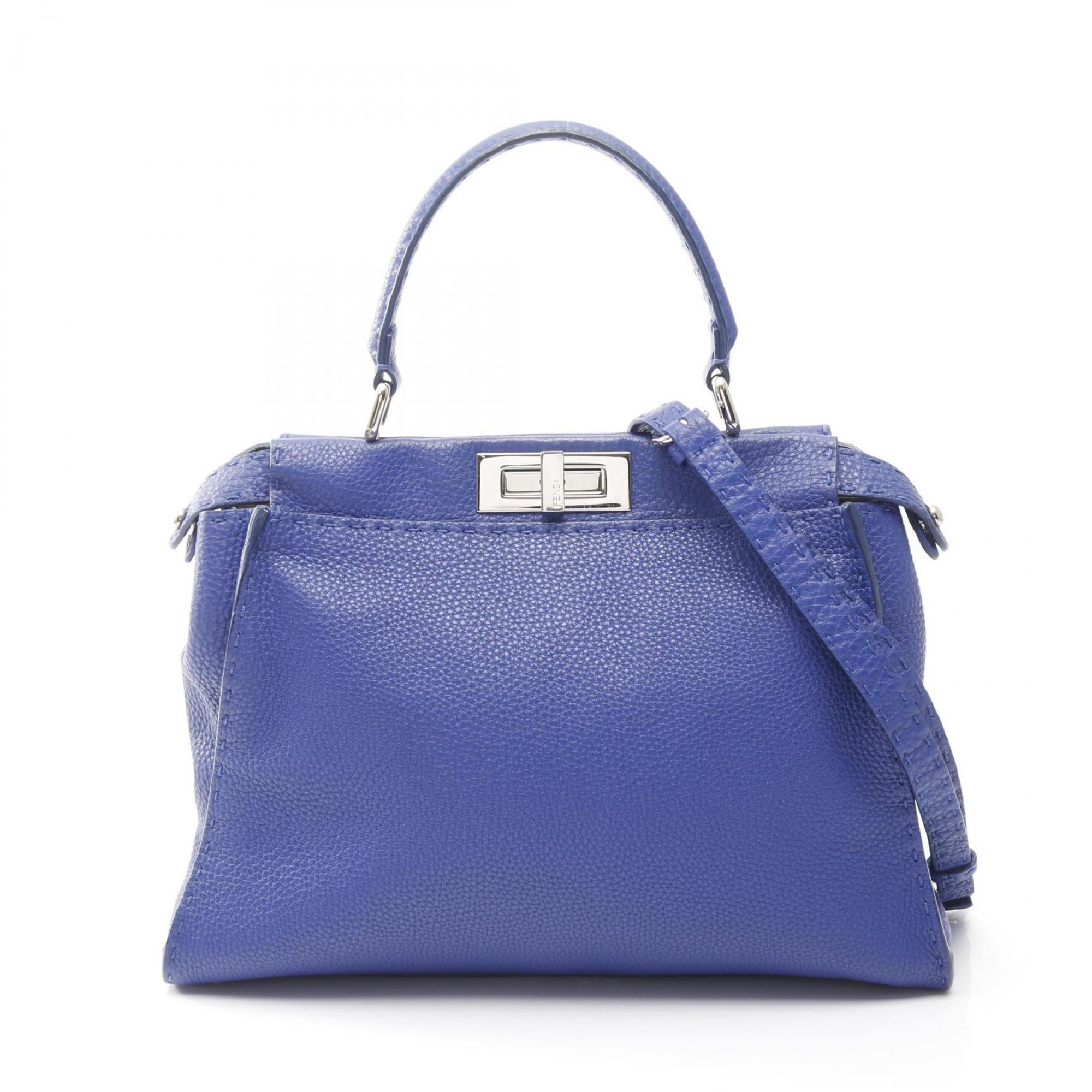 FDI Peekaboo Regular Handbag, Leather, Women's, Blue, 8BN226