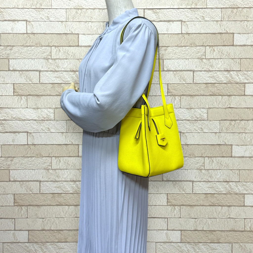 FDI Origami Small Shoulder Bag, Leather, 8BS083, Yellow, Women's, FENDI