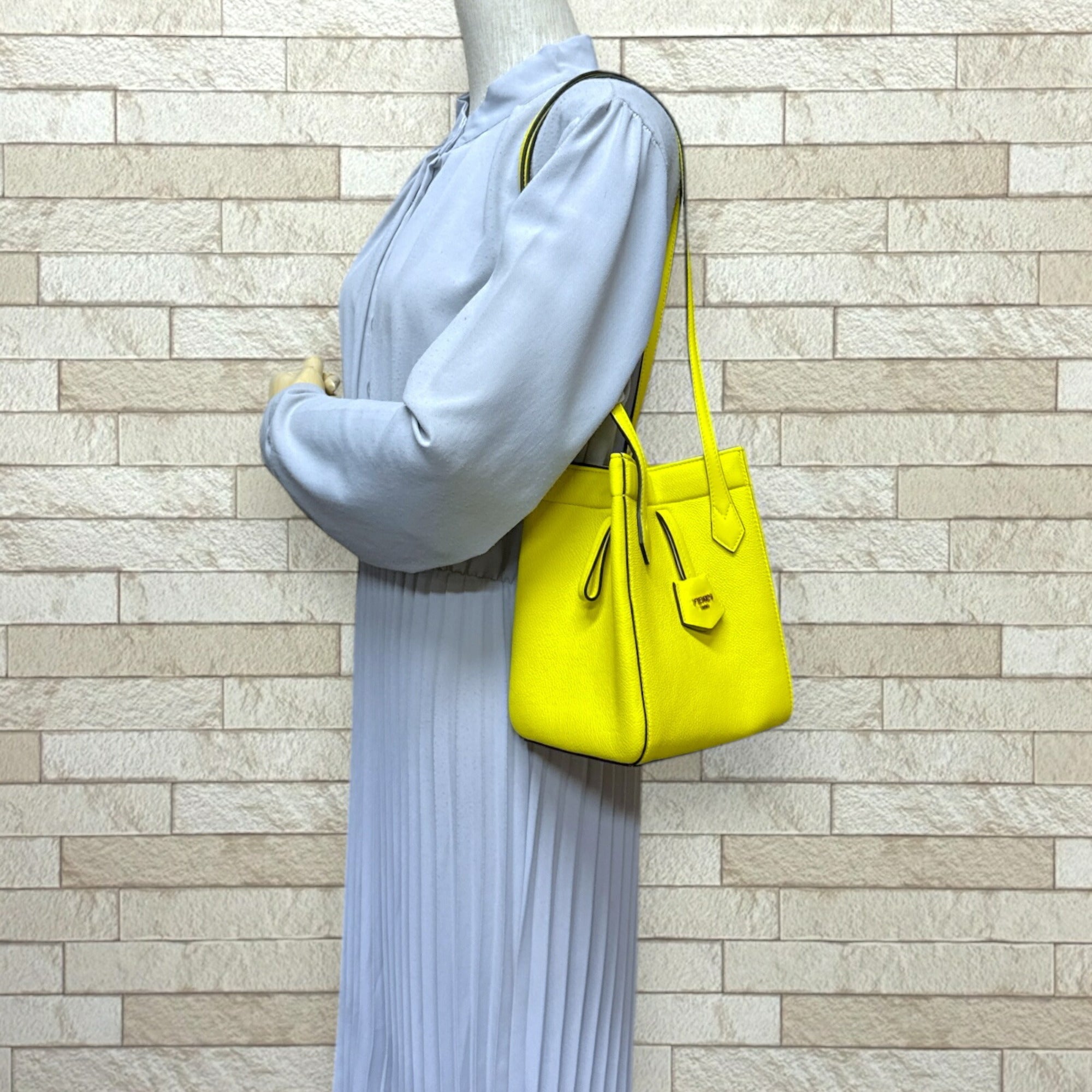 FDI Origami Small Shoulder Bag, Leather, 8BS083, Yellow, Women's, FENDI