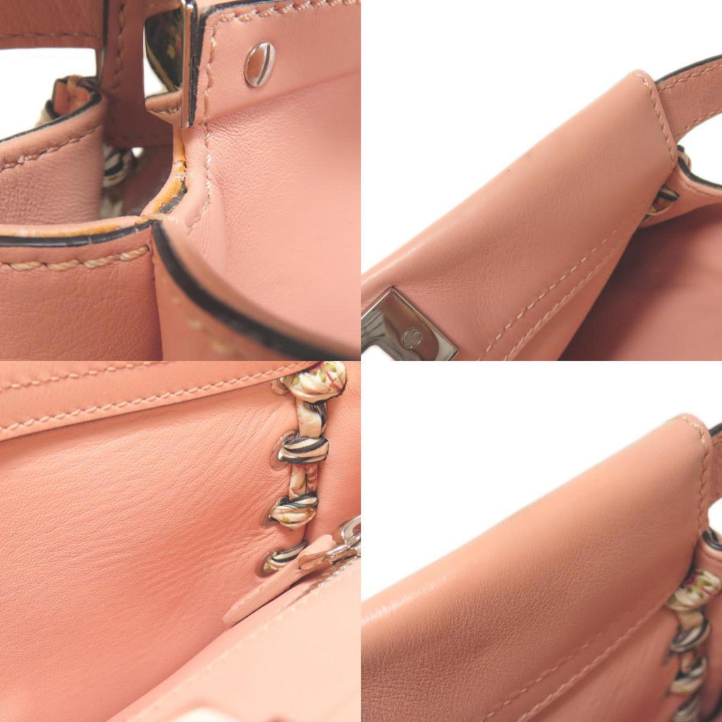 FDI Peekaboo Ribbon Stitch Handbag Calfskin Women's