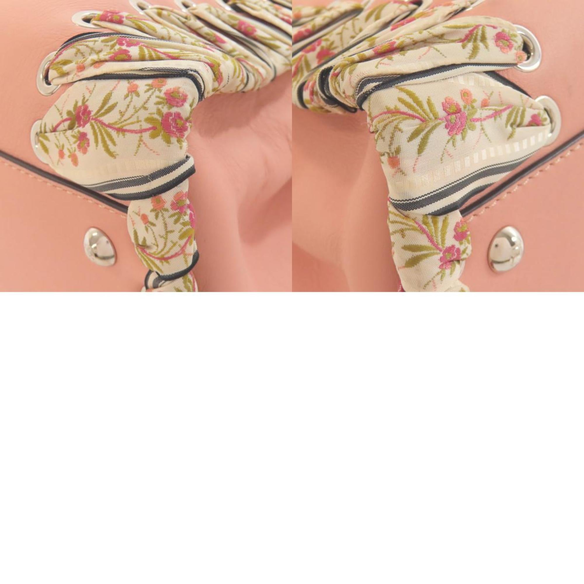 FDI Peekaboo Ribbon Stitch Handbag Calfskin Women's