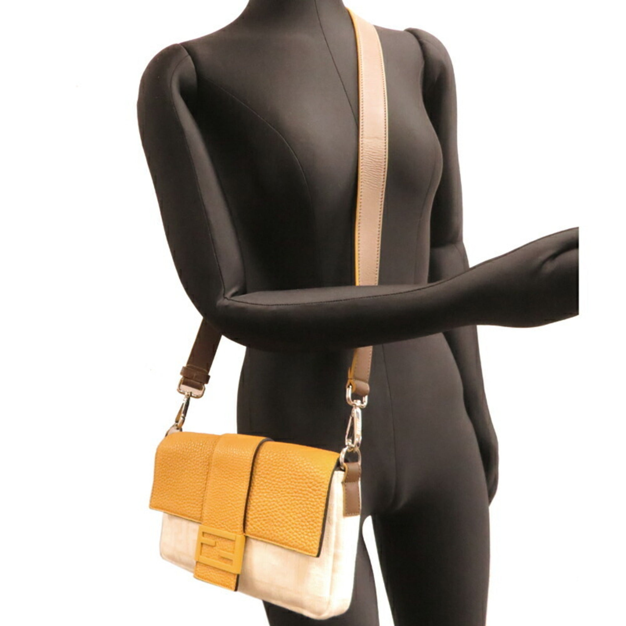 FDI Bucket Women's Shoulder Bag 7V72 Canvas Dark Yellow