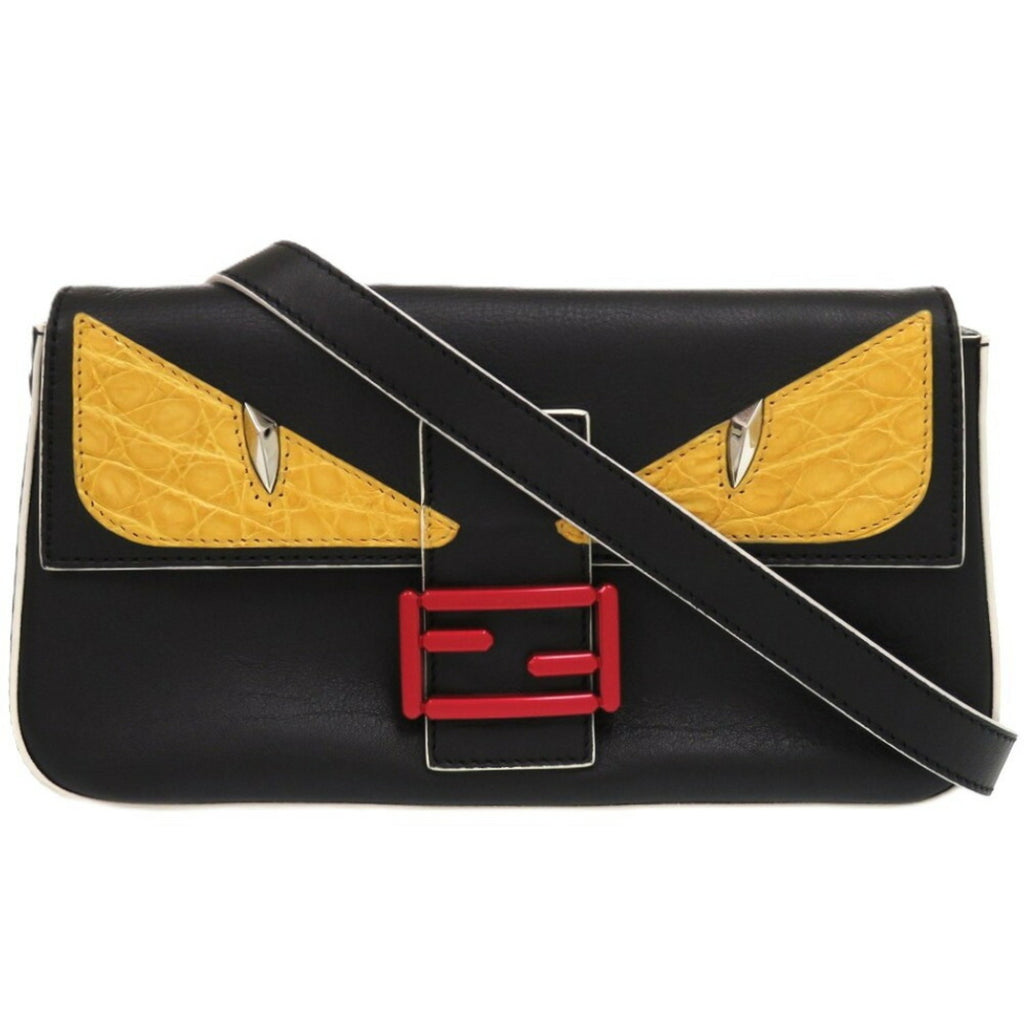 FDI Monster Bugs Leather Black Shoulder Bag 1662FENDI