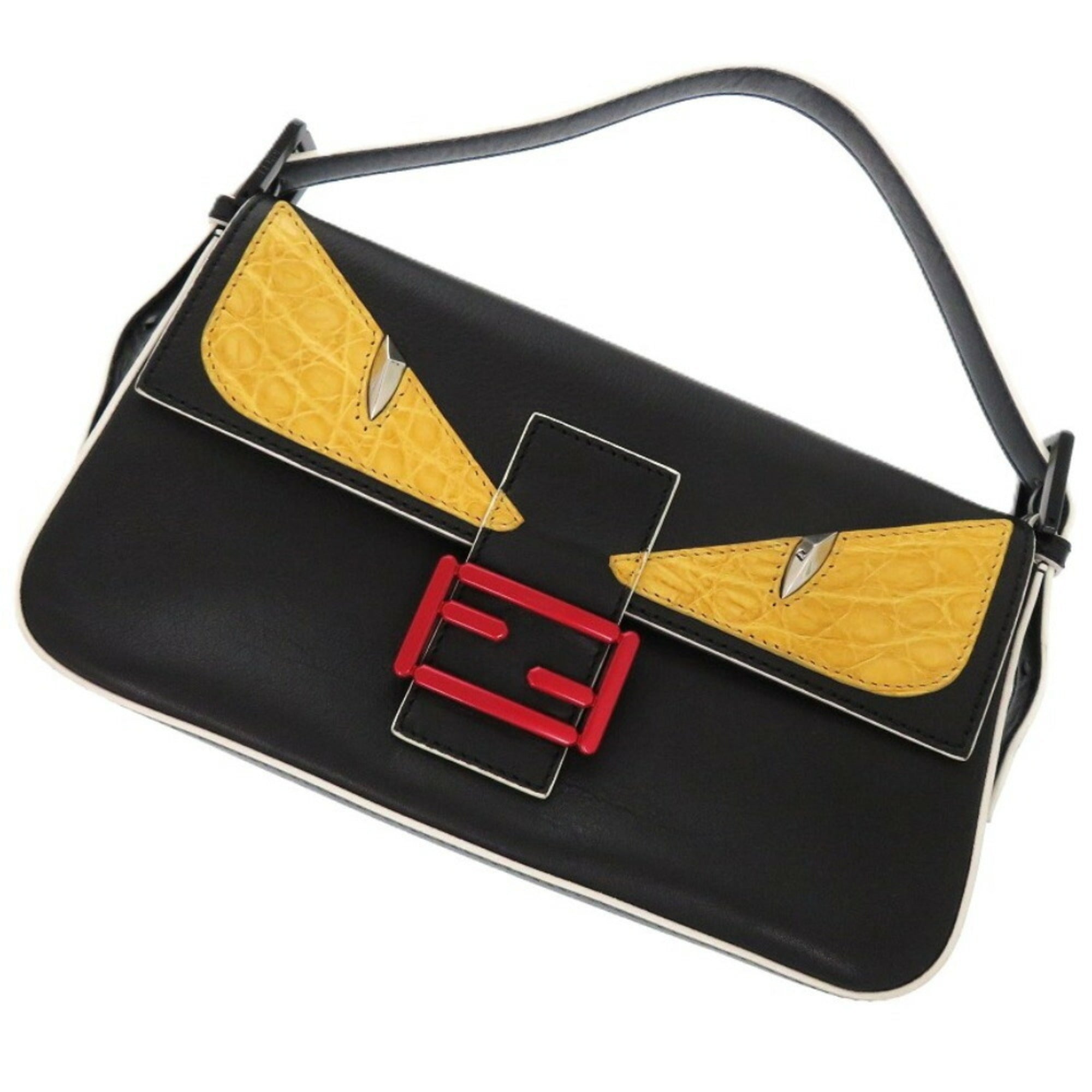 FDI Monster Bugs Leather Black Shoulder Bag 1662FENDI