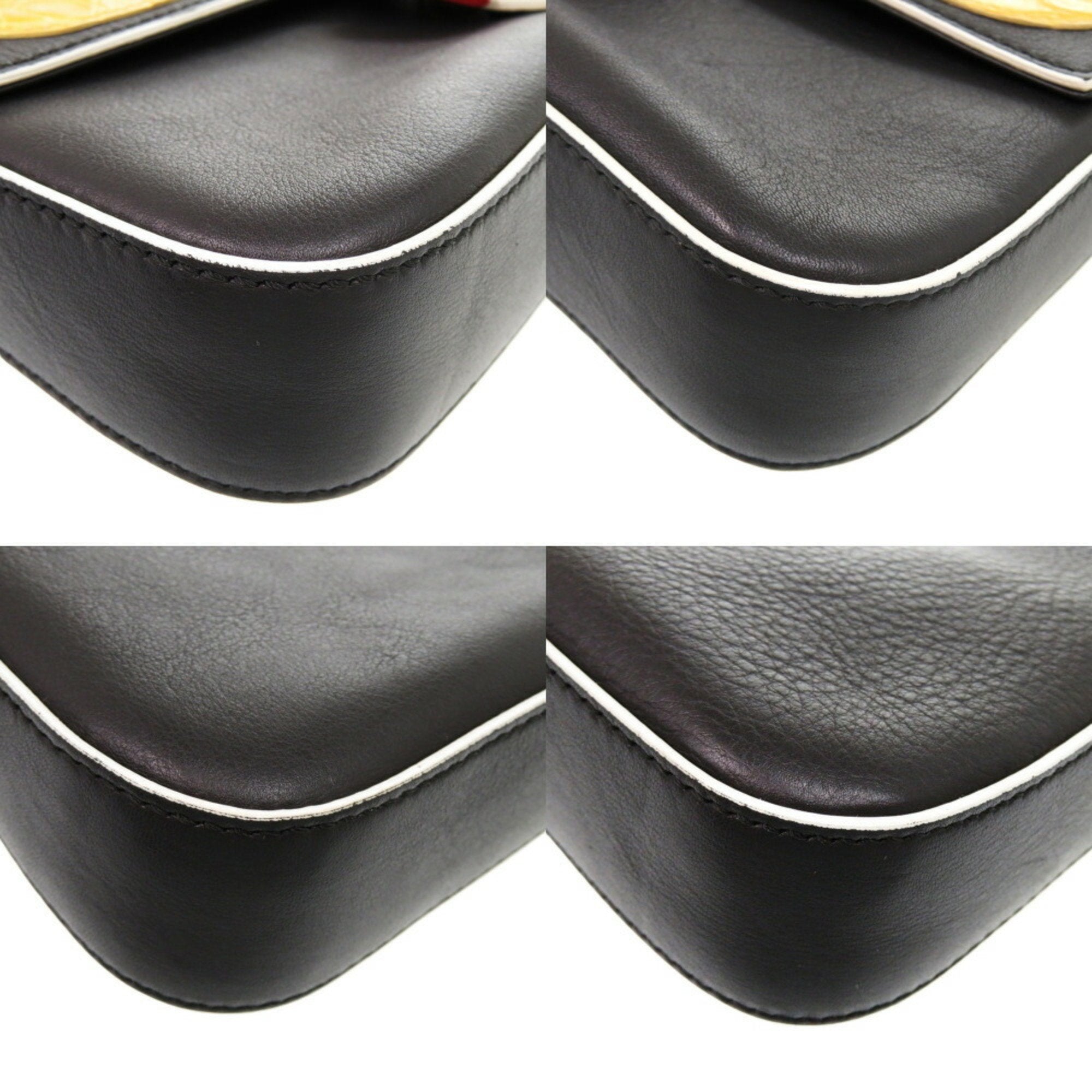 FDI Monster Bugs Leather Black Shoulder Bag 1662FENDI