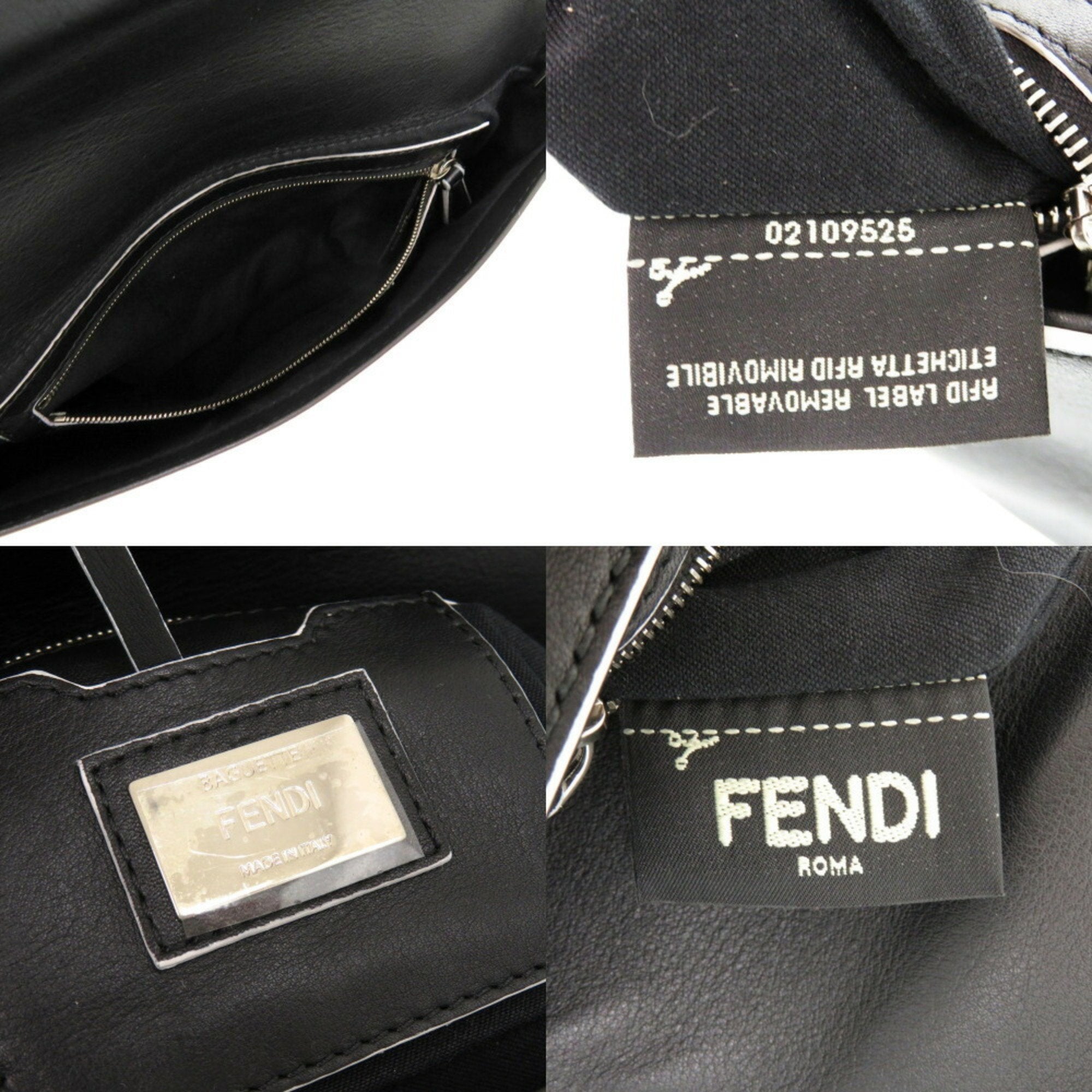 FDI Monster Bugs Leather Black Shoulder Bag 1662FENDI