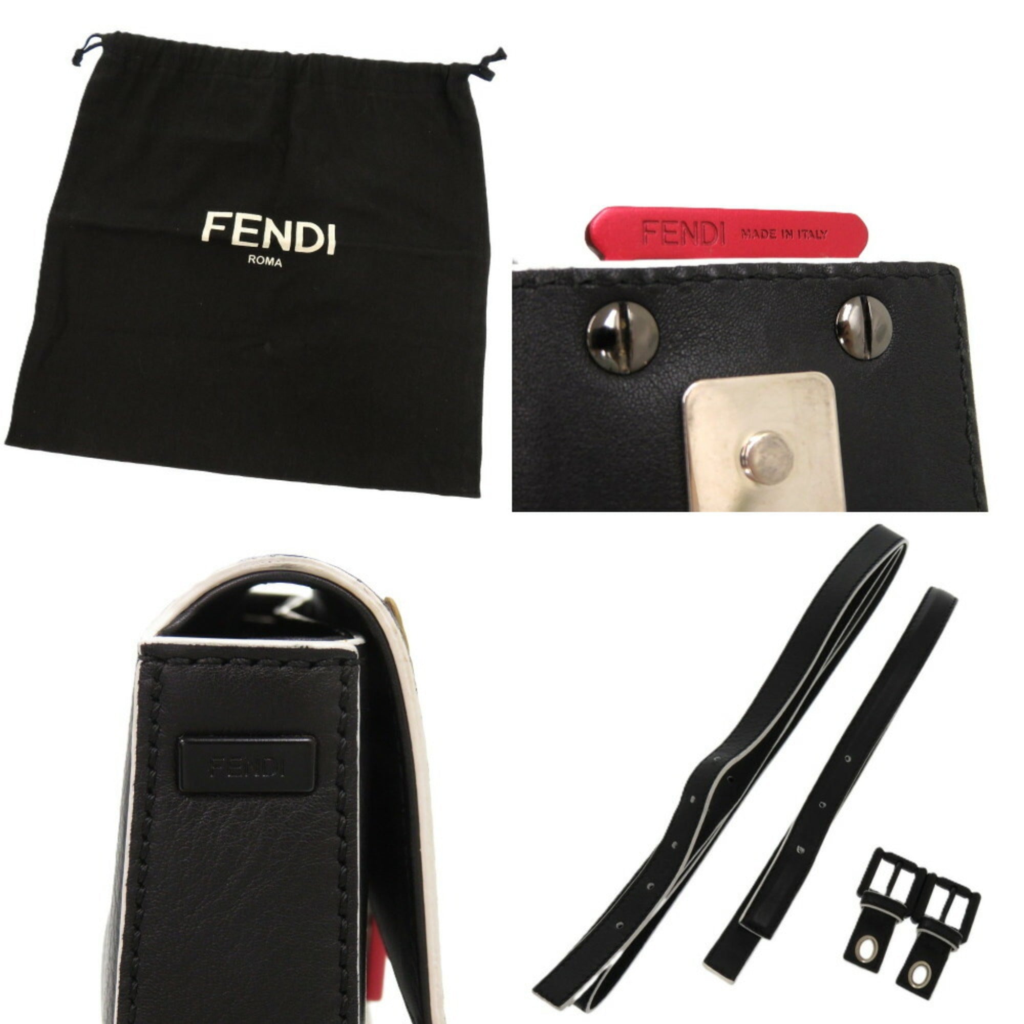 FDI Monster Bugs Leather Black Shoulder Bag 1662FENDI