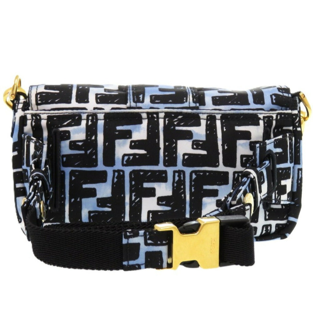 FDI Like new Fendi Zucca Bucket Mini Joshua Vidas collaboration 2-way nylon blue shoulder bag 8BR784 ADBD 209-0501 1257FENDI