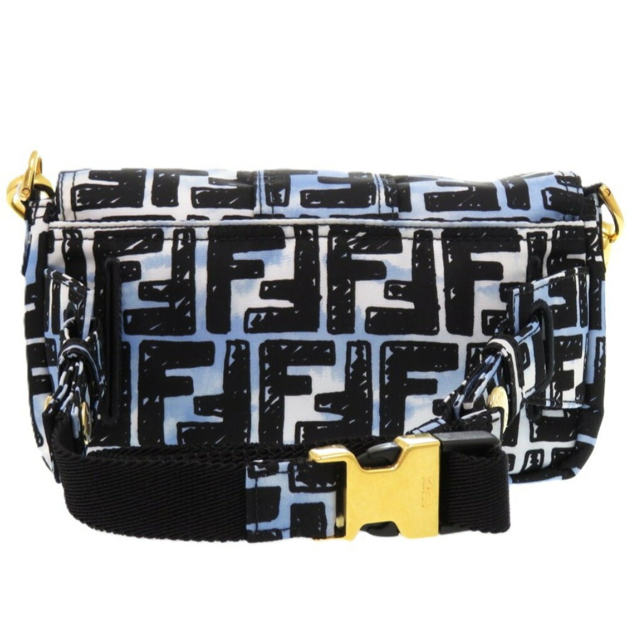 FDI Like new Fendi Zucca Bucket Mini Joshua Vidas collaboration 2-way nylon blue shoulder bag 8BR784 ADBD 209-0501 1257FENDI