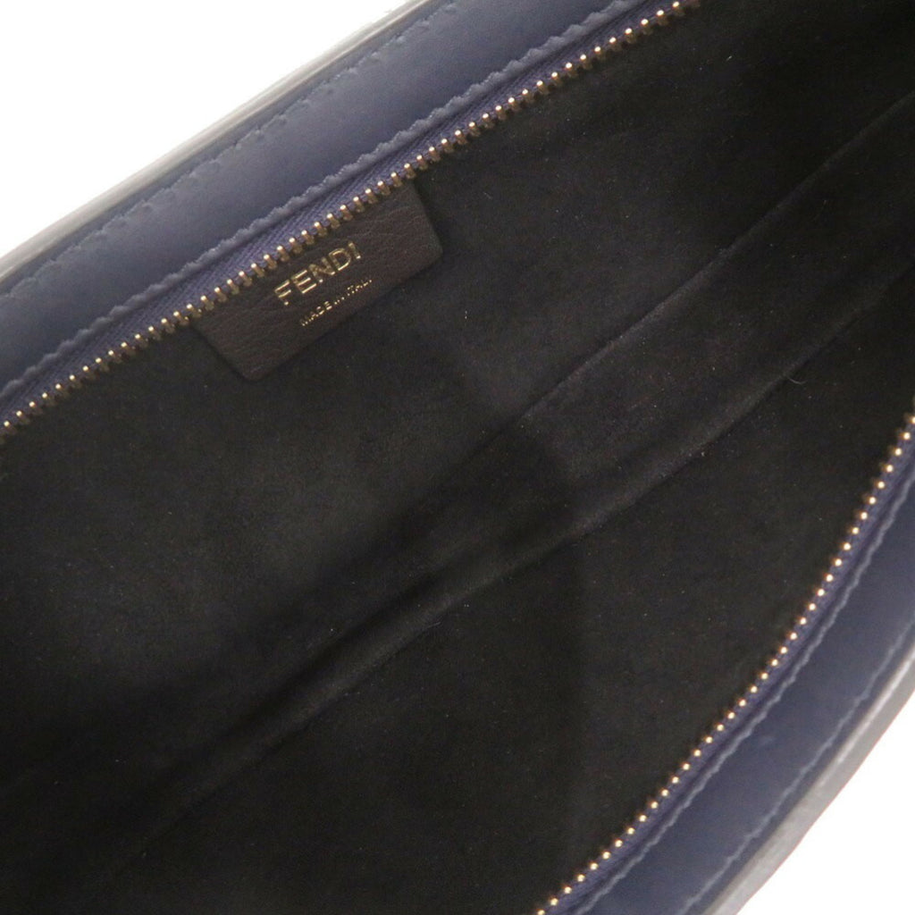 FDI Like new Fendi Orlock Swing 8BS068 Leather and Fox Fur Navy Shoulder Bag/Handbag 0269FENDI