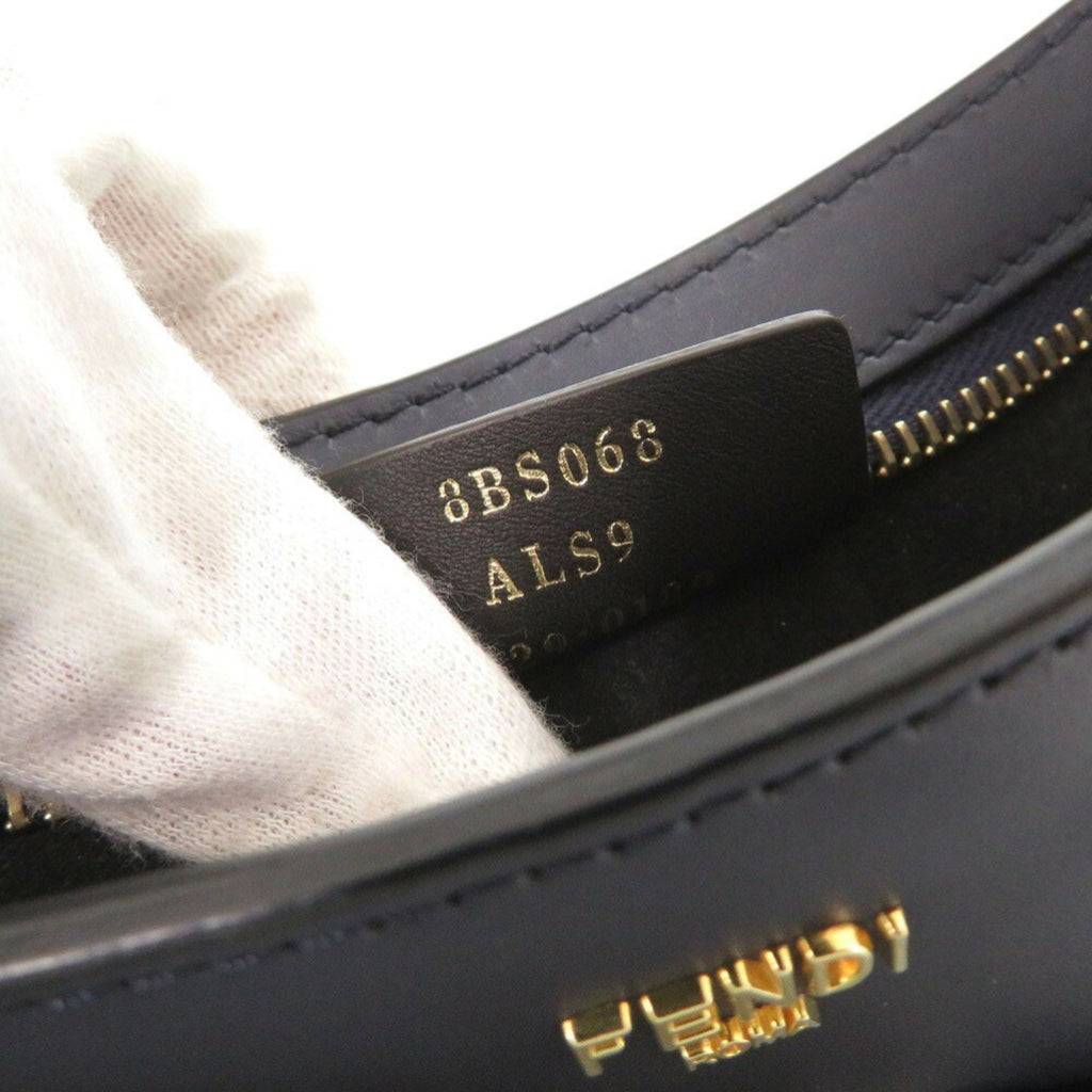 FDI Like new Fendi Orlock Swing 8BS068 Leather and Fox Fur Navy Shoulder Bag/Handbag 0269FENDI