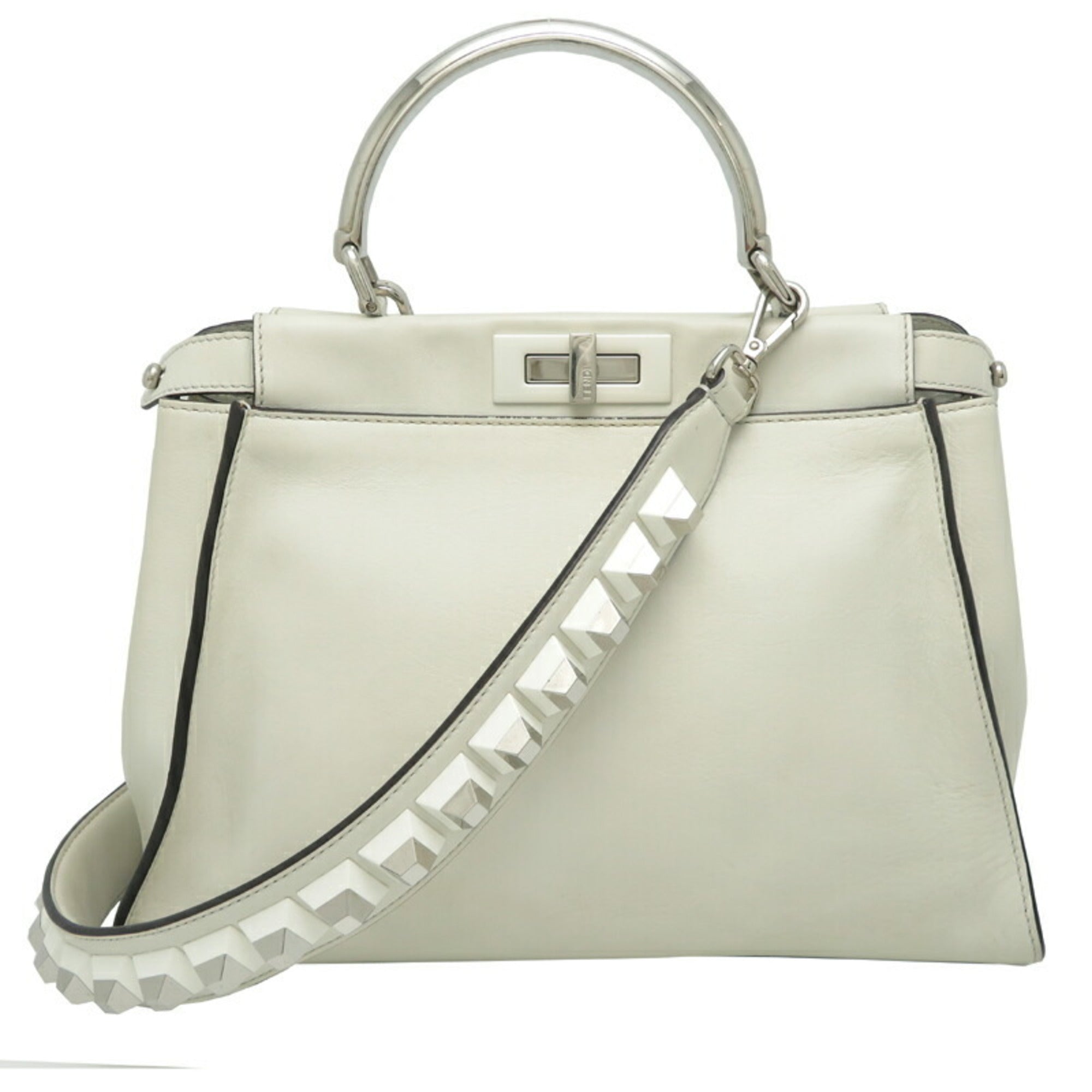 FDI Peekaboo Medium Women's Handbag 8BN290 Leather White