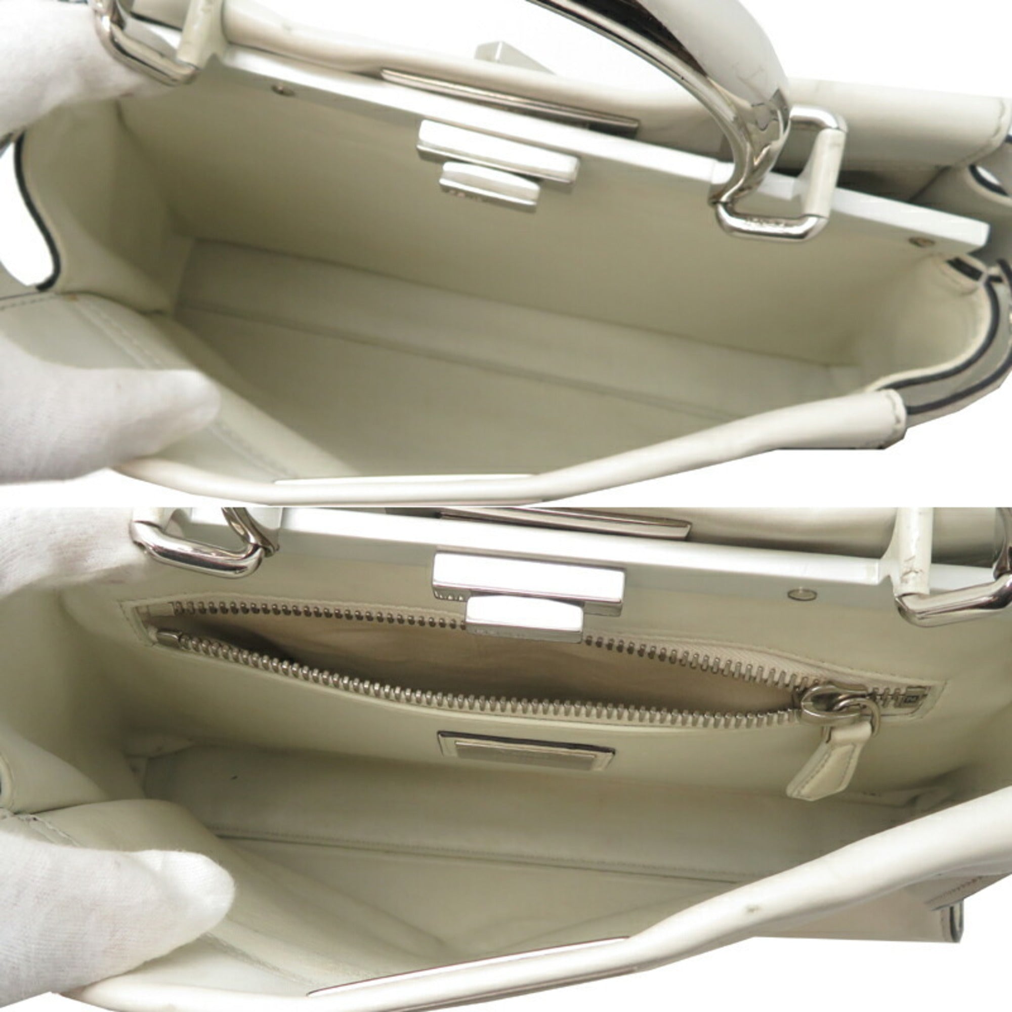 FDI Peekaboo Medium Women's Handbag 8BN290 Leather White