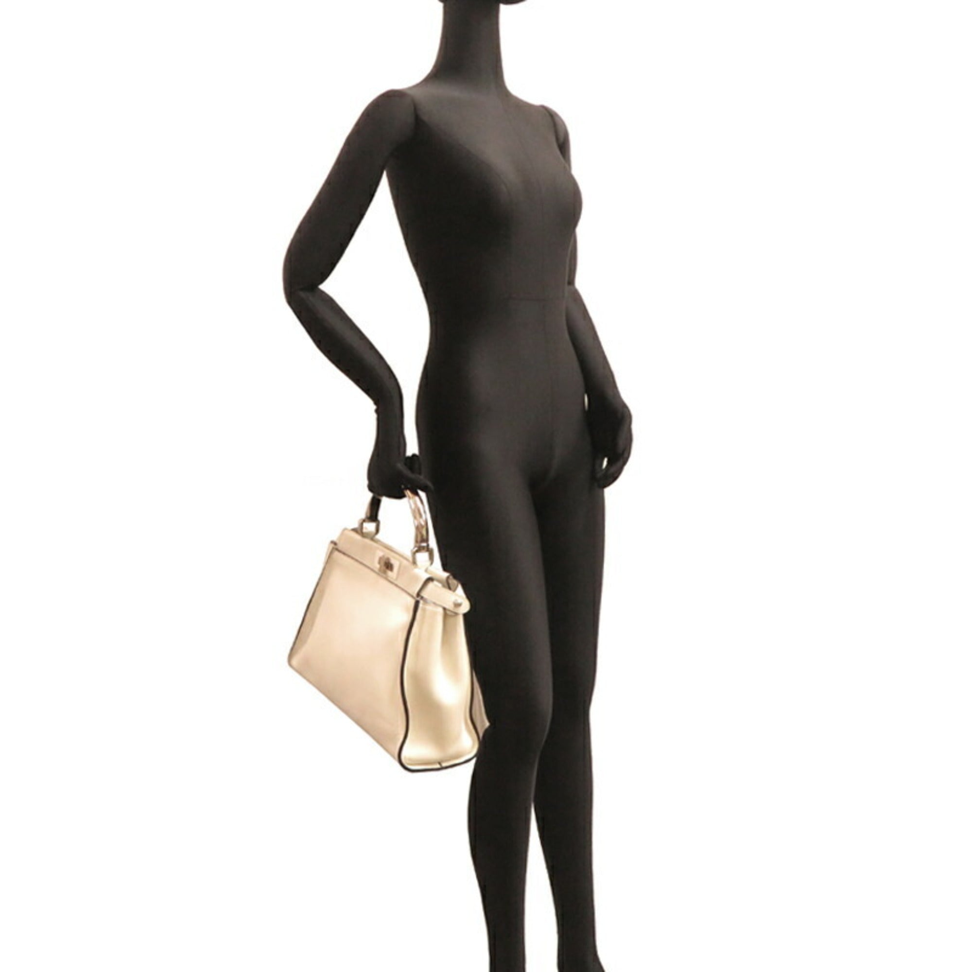 FDI Peekaboo Medium Women's Handbag 8BN290 Leather White