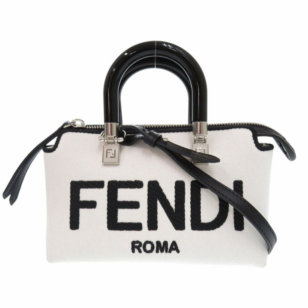 FDI By The Way Small 8BS067 ANVG Canvas Leather Plexiglass White Handbag 1783FENDI