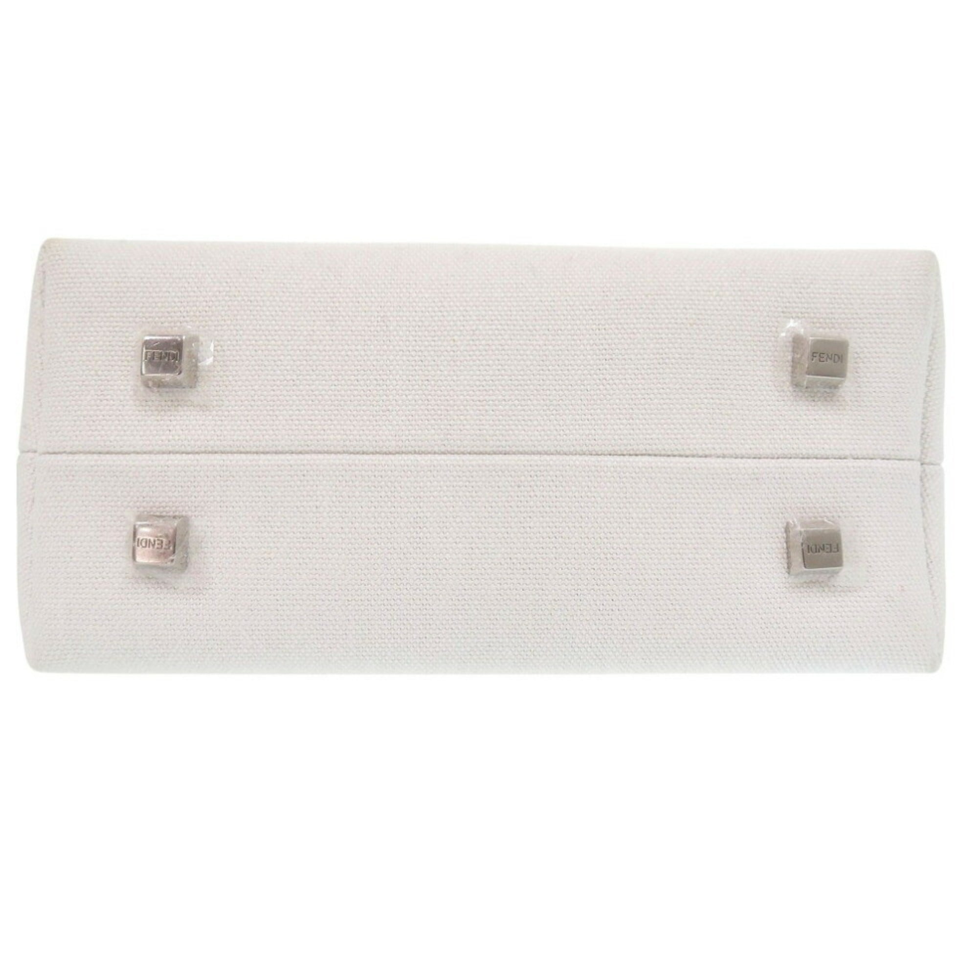 FDI By The Way Small 8BS067 ANVG Canvas Leather Plexiglass White Handbag 1783FENDI