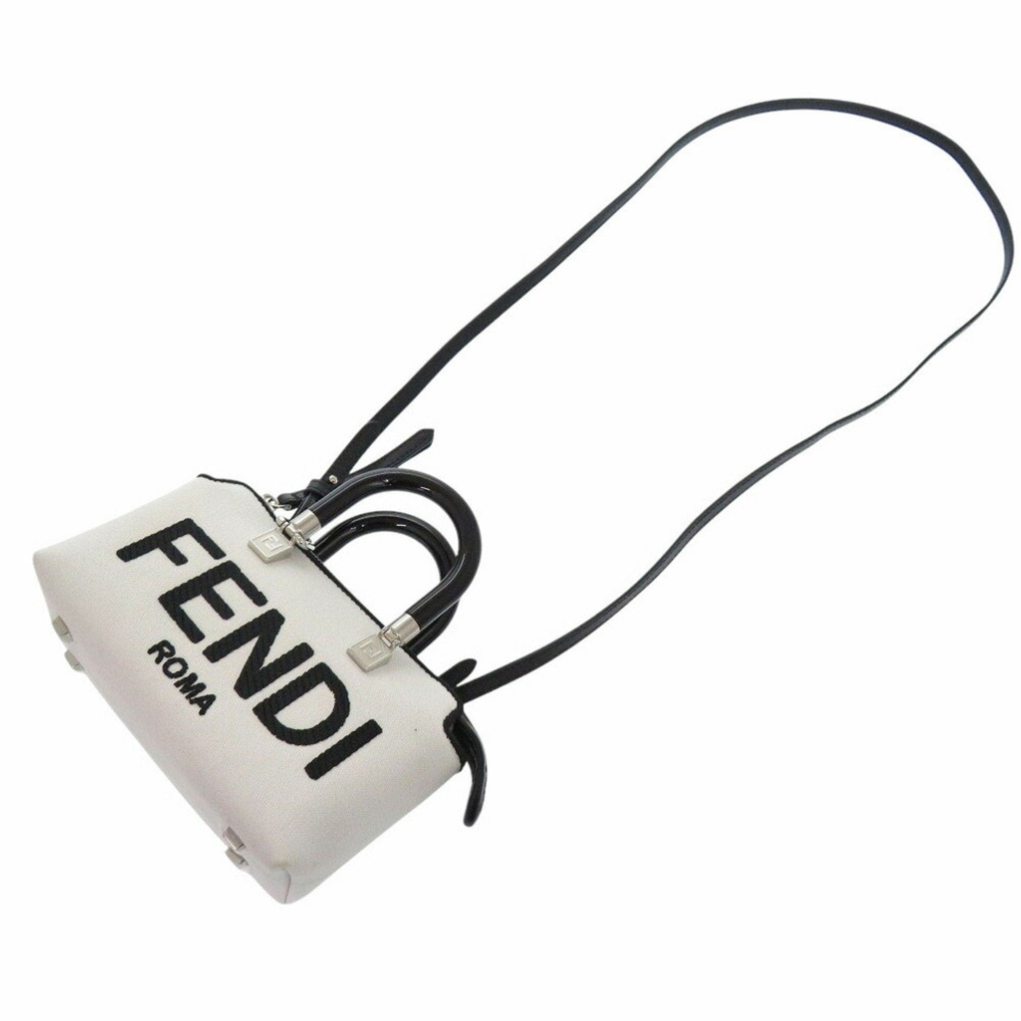 FDI By The Way Small 8BS067 ANVG Canvas Leather Plexiglass White Handbag 1783FENDI