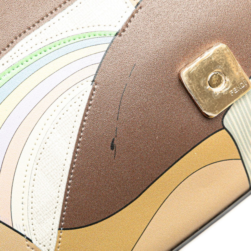 FDI Zucca Mamma Bucket Handbag/Shoulder Bag, 2-Way, 8BR600, White, Gray, Multicolor Leather, Women's, FENDI