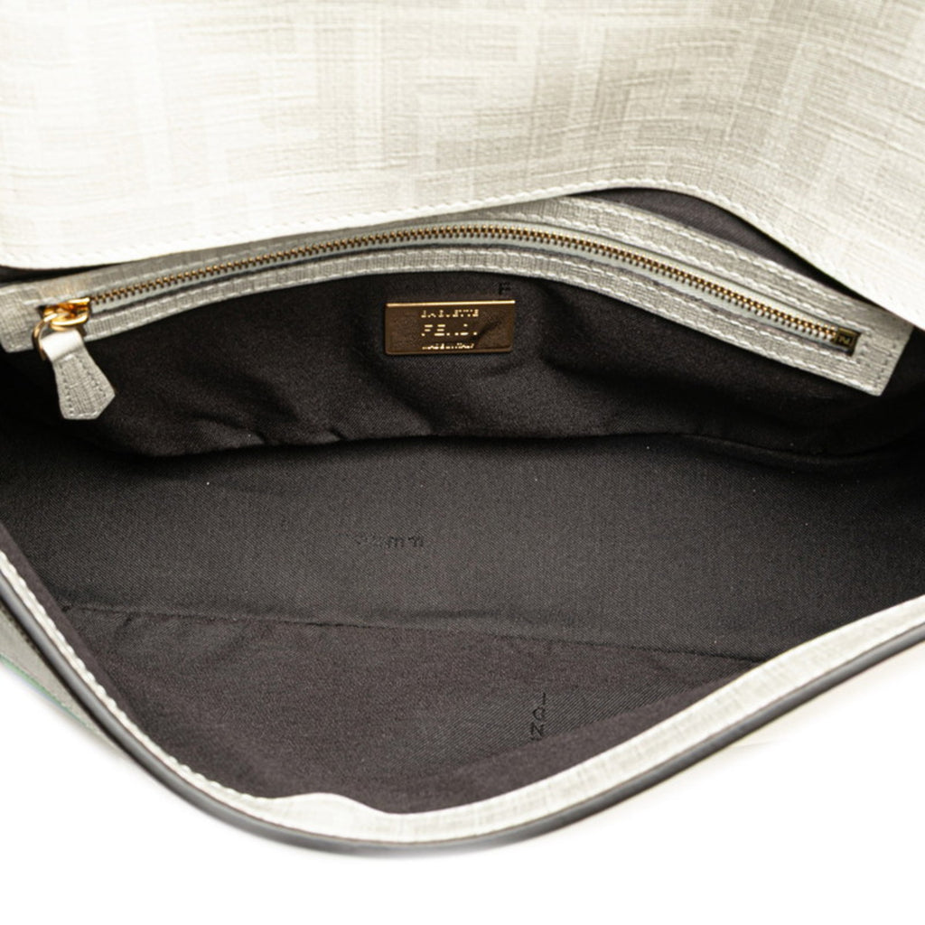 FDI Zucca Mamma Bucket Handbag/Shoulder Bag, 2-Way, 8BR600, White, Gray, Multicolor Leather, Women's, FENDI