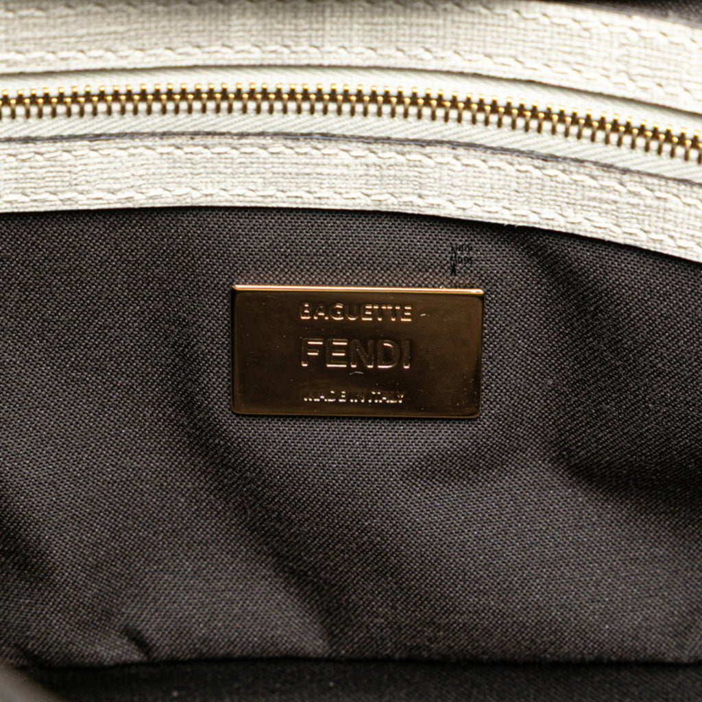 FDI Zucca Mamma Bucket Handbag/Shoulder Bag, 2-Way, 8BR600, White, Gray, Multicolor Leather, Women's, FENDI