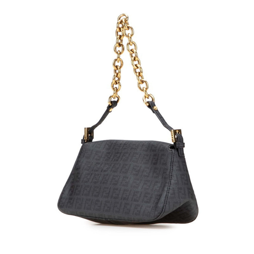 FDI Zucchino Mini Mamma Bucket Chain Handbag 8BR180 Black Leather Women's