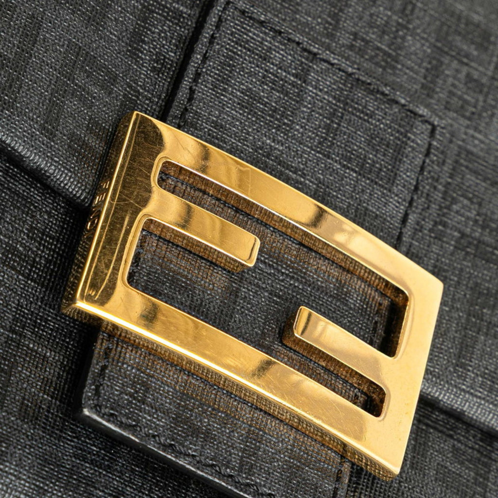 FDI Zucchino Mini Mamma Bucket Chain Handbag 8BR180 Black Leather Women's