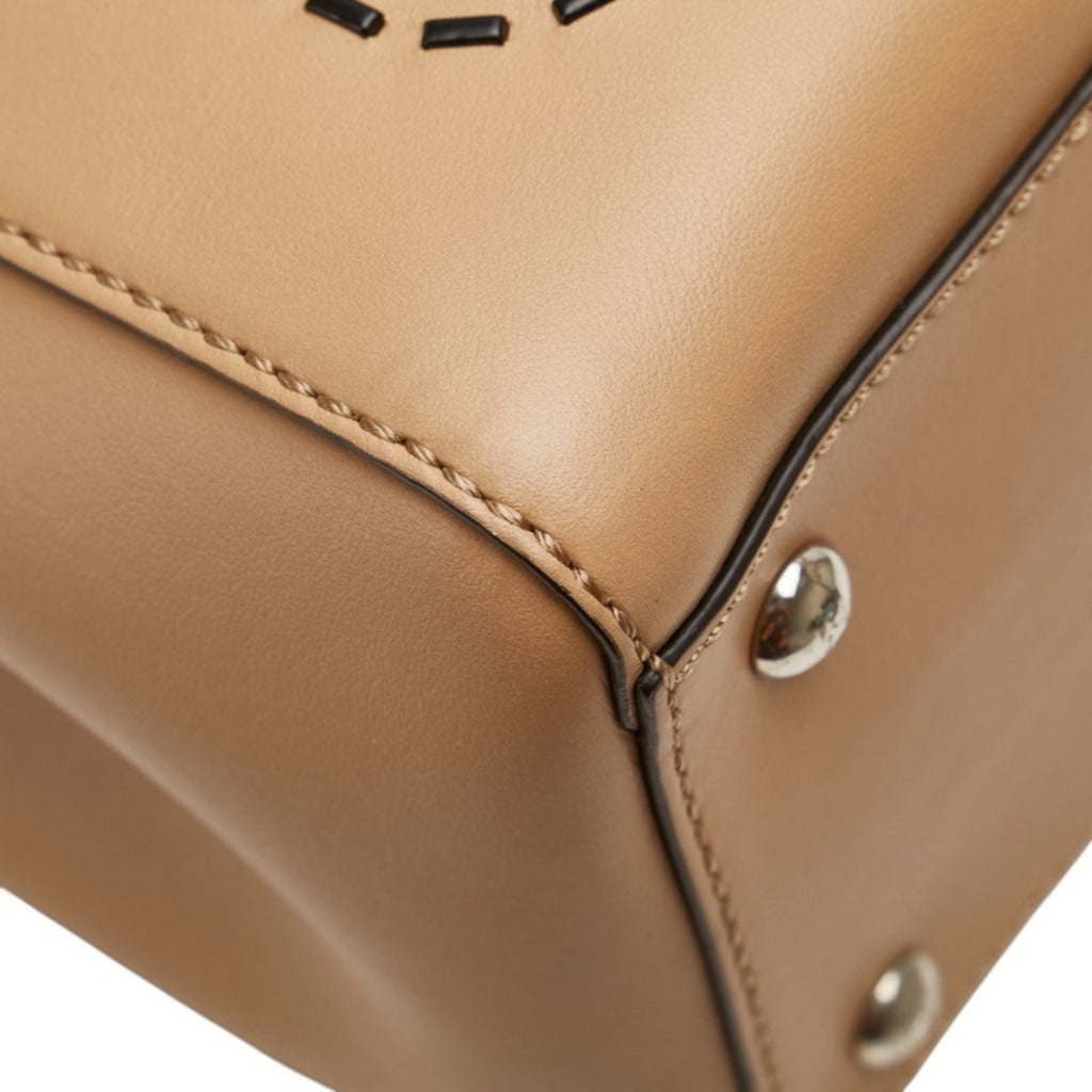 FDI Flower Stud Handbag/Shoulder Bag 2WAY 8BN298 Beige Multicolor Leather Women's FENDI