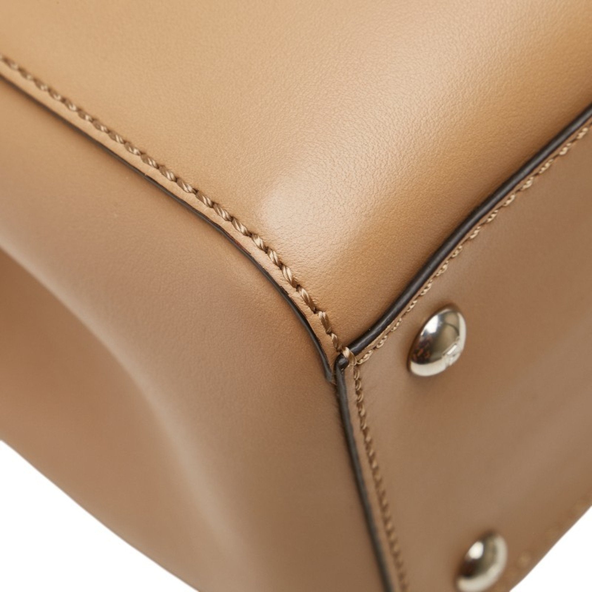 FDI Flower Stud Handbag/Shoulder Bag 2WAY 8BN298 Beige Multicolor Leather Women's FENDI