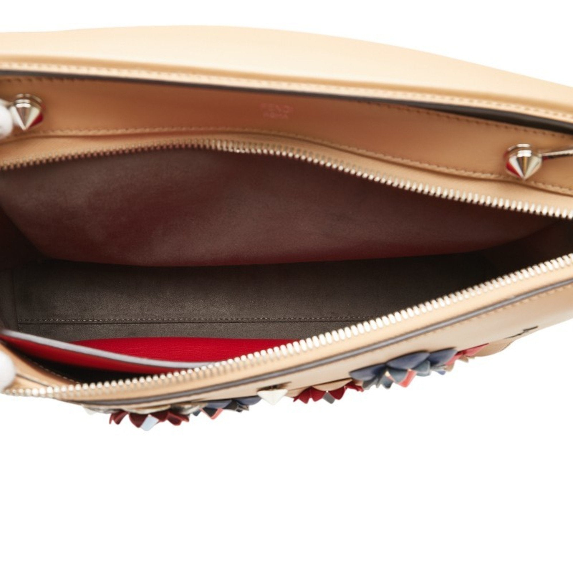 FDI Flower Stud Handbag/Shoulder Bag 2WAY 8BN298 Beige Multicolor Leather Women's FENDI