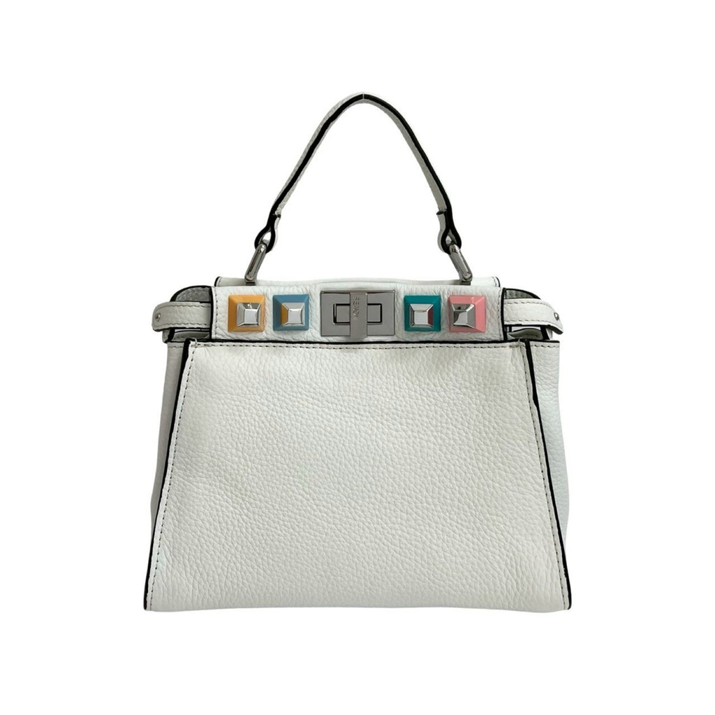 FDI Peekaboo Mini Leather 2-Way Handbag/Shoulder Bag White/Multicolor 2145b
