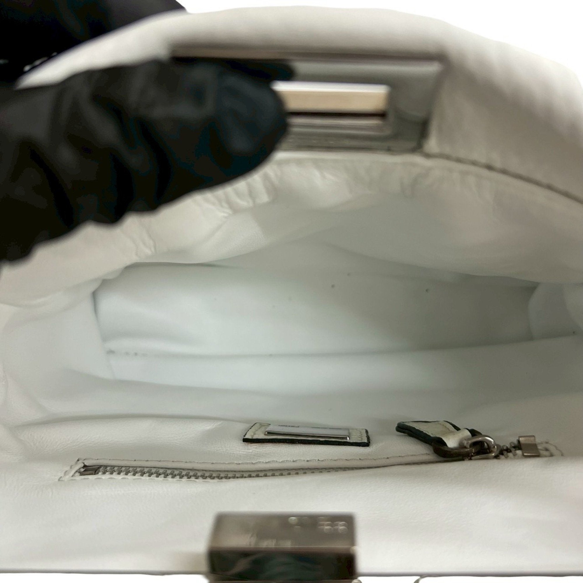 FDI Peekaboo Mini Leather 2-Way Handbag/Shoulder Bag White/Multicolor 2145b