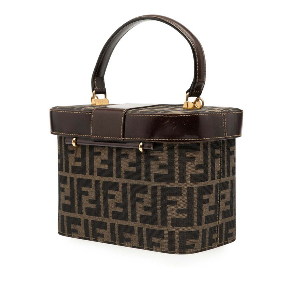 FDI Zucca Shoulder Bag Vanity 2-Way Brown Canvas Leather Women's FENDI
