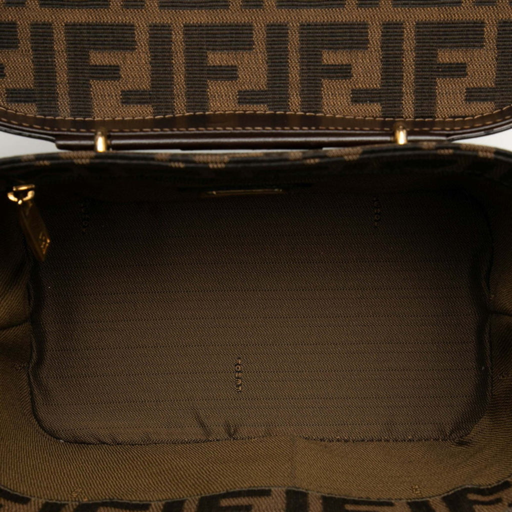 FDI Zucca Shoulder Bag Vanity 2-Way Brown Canvas Leather Women's FENDI